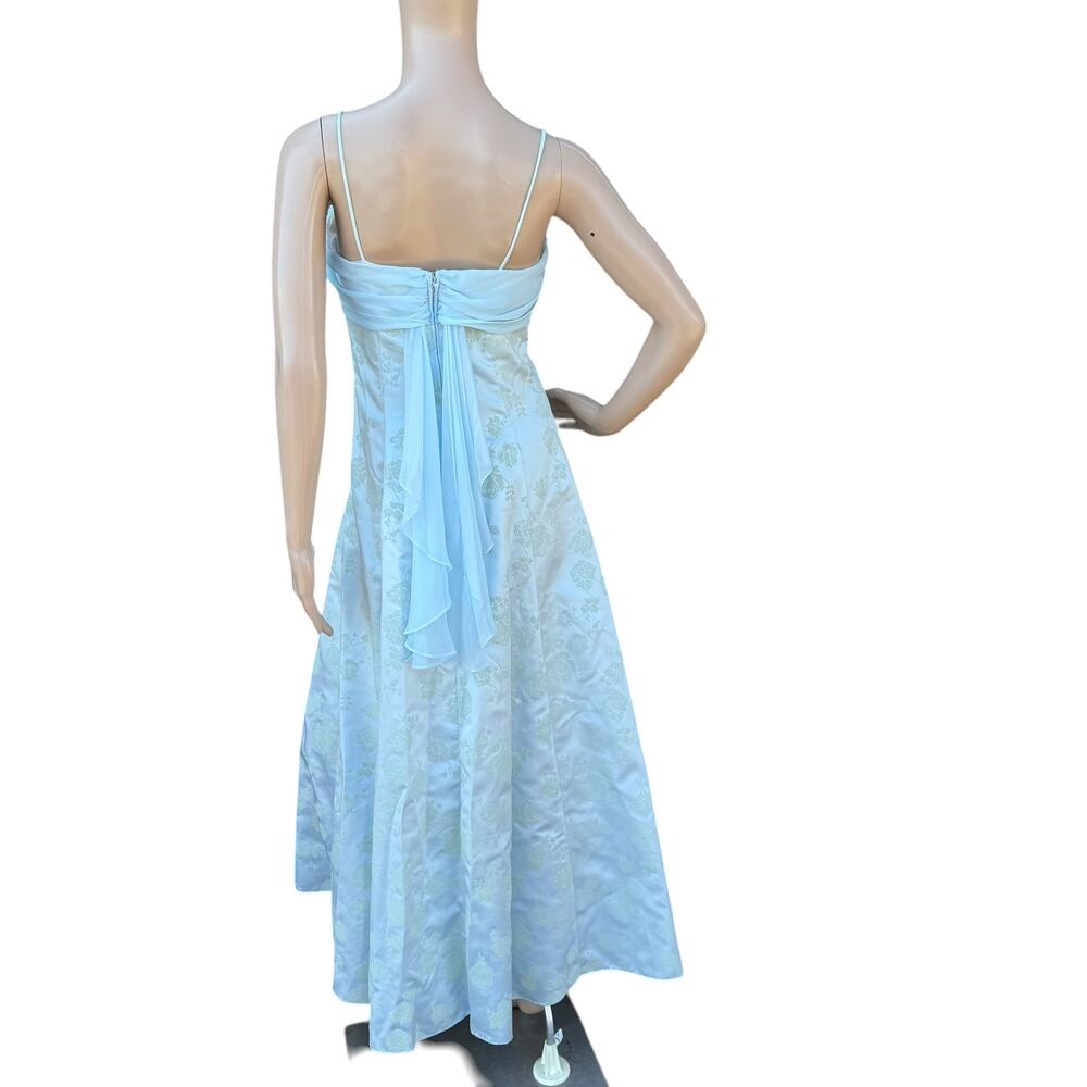 Vintage Betsy & Adam Blue Floral Brocade Gown 4 Prom - Picture 5 of 8